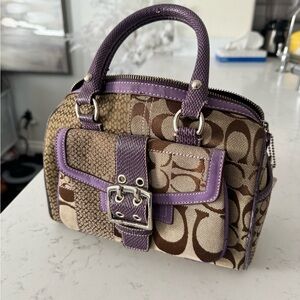 Vintage Purple Lined Coach Hand Bag